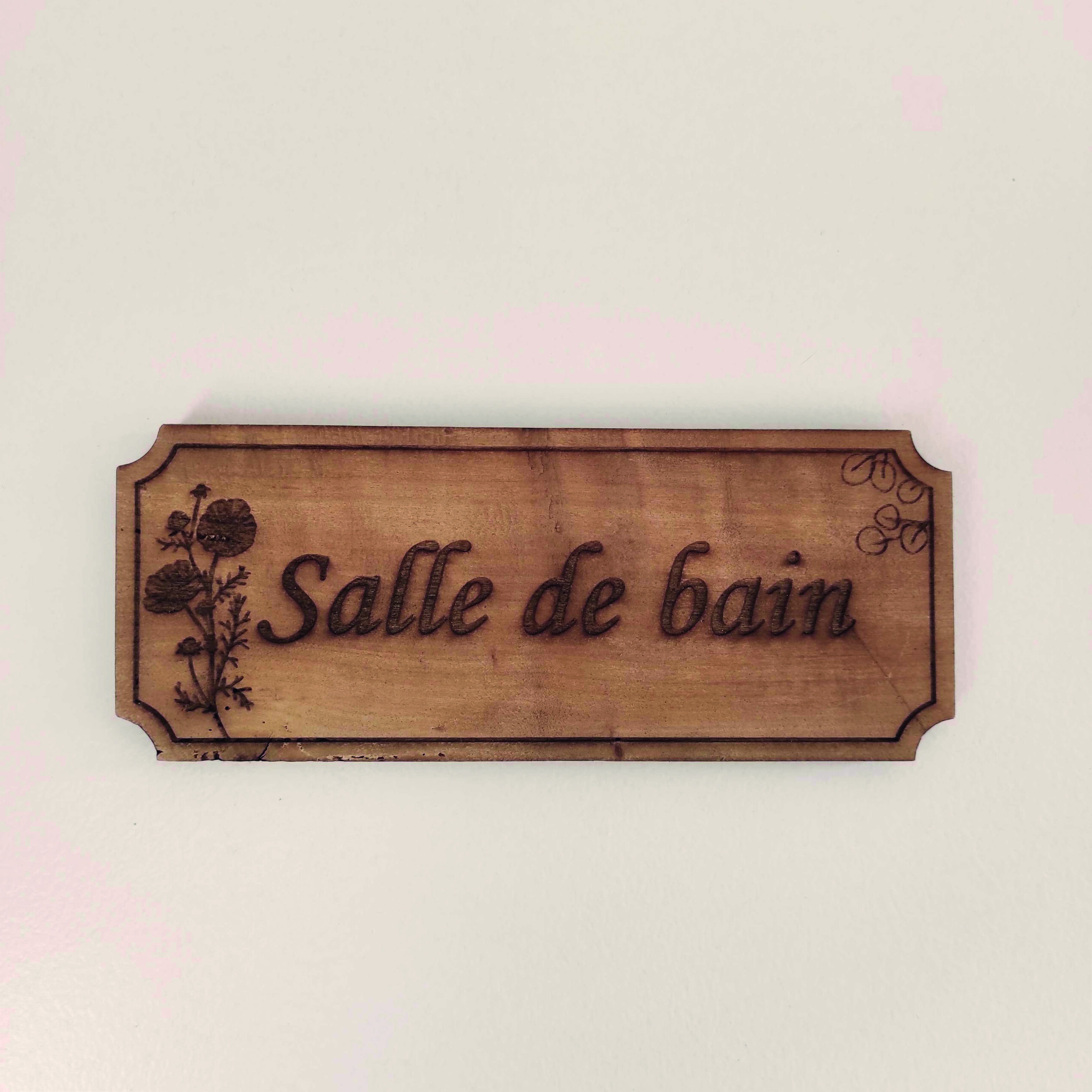 Plaque de porte Salle de bain gravée